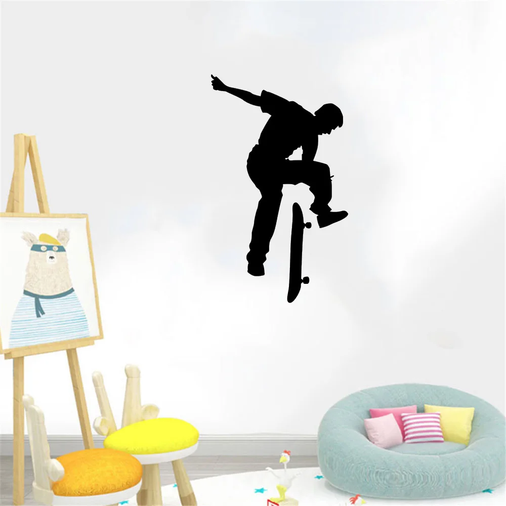 

Vinyl Skater Tricks Silhouette Art Wall Decal Skateboard Sports Sticker For Home Living Decoration Removable A002804