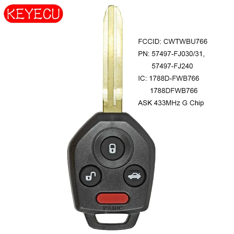 KEYECU Замена дистанционного брелока с 433 МГц G чип для Subaru Forester STI Impreza WRX 2012- FCCID: CWTWBU766