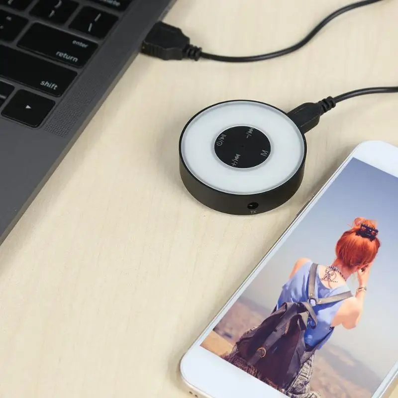 2 в 1 Bluetooth 4,2 беспроводной двойной 3,5 мм Bluetooth передатчик для 3,5 мм AUX разноцветный эффект с дыханием Scintillation
