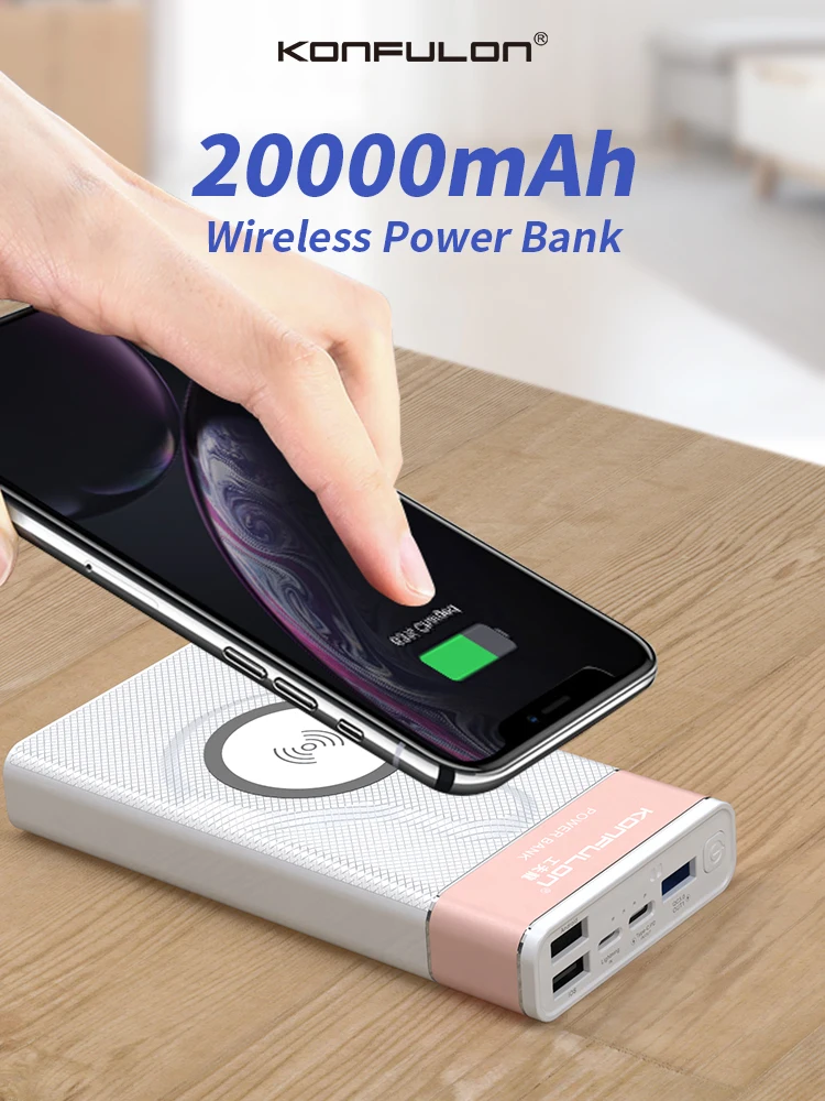 Wireless Power Bank 20000mah Quick Charing Powerbank QC18 W PD Portable Wireless Battery Powerbank For Iphone 12 Notebook laptop best wireless power bank