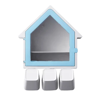

Small House Toothbrush Holder Wall-Mounted Double Storage Rack Cup Holder Set