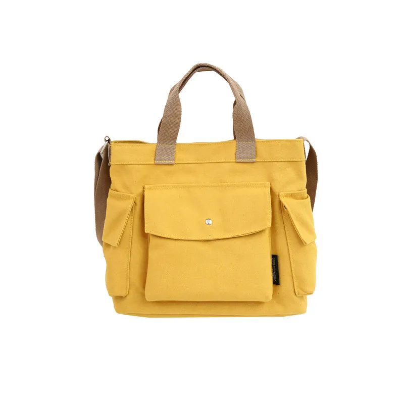 

Ougger Small Women's Shoulder Bags Handbags Summer Yellow Canvas Fashion Casual Large Capacity Multifunctional Bag for Shopping