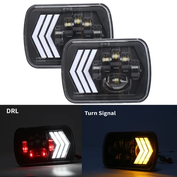 

5X7 7X6 inch Rectangular LED Headlight with DRL Amber Turn Signal for Jeep Wrangler YJ Cherokee XJ H6014 H6052 H6054