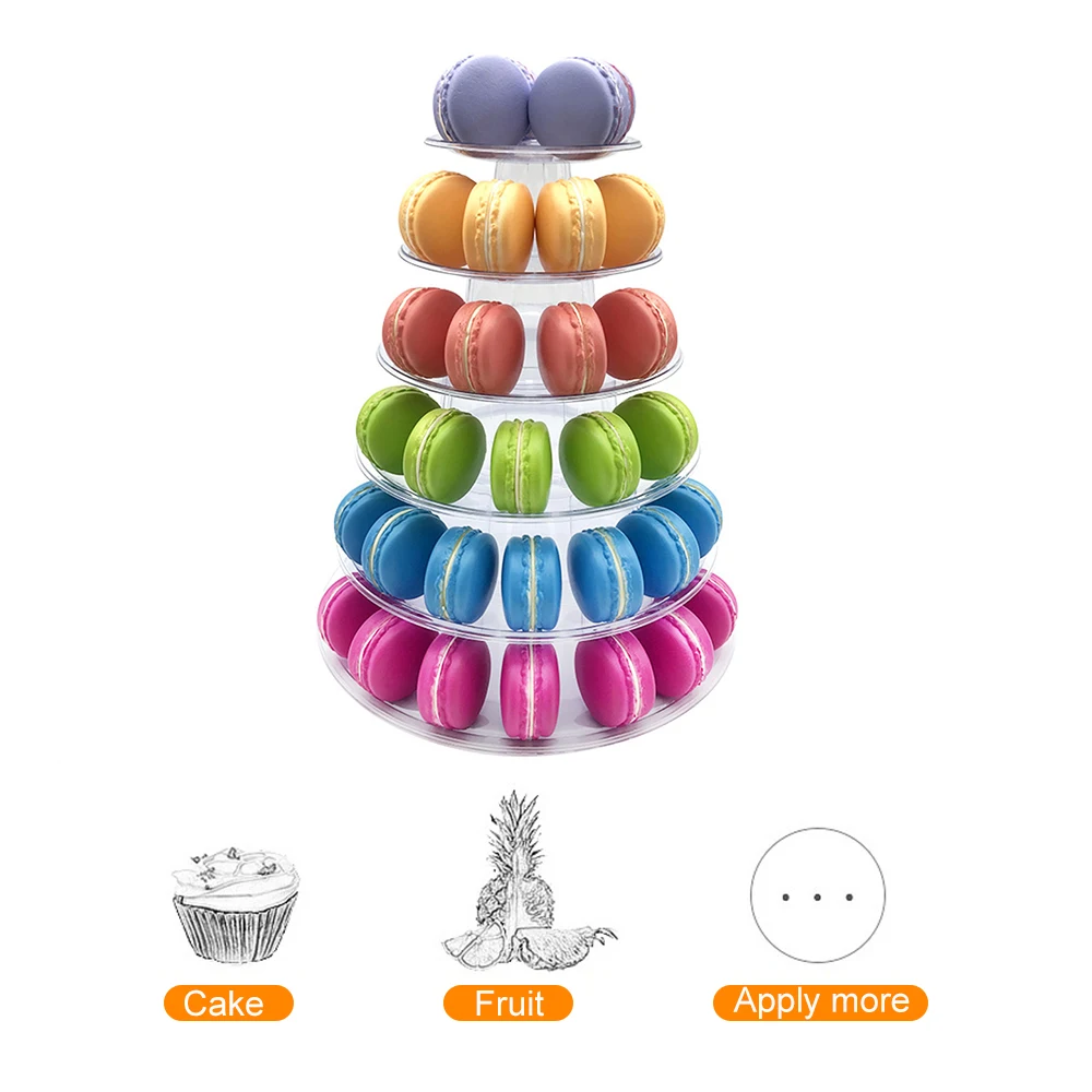 Urijk 4/6 Tiers Macaron Tower Macaroon Display Cake Stand Cupcake Display Rack Holder Birthday Part