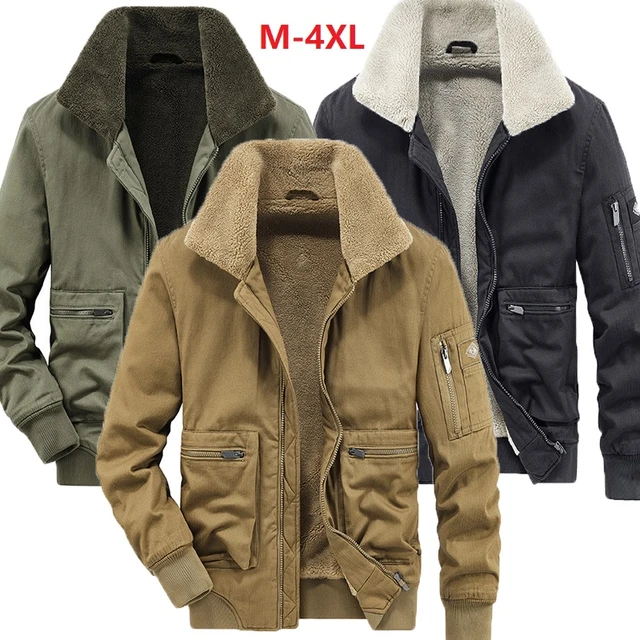 Veste d'hiver chaude en polaire pour homme, manteau en fourrure, parka  thermique avec col, style