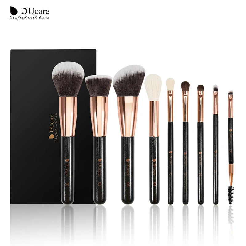 

DUcare 9PCS Makeup Brushes Set Professional Natural Goat Hair Brushes Foundation Powder Contour Eyeshadow Make up Brushes Set