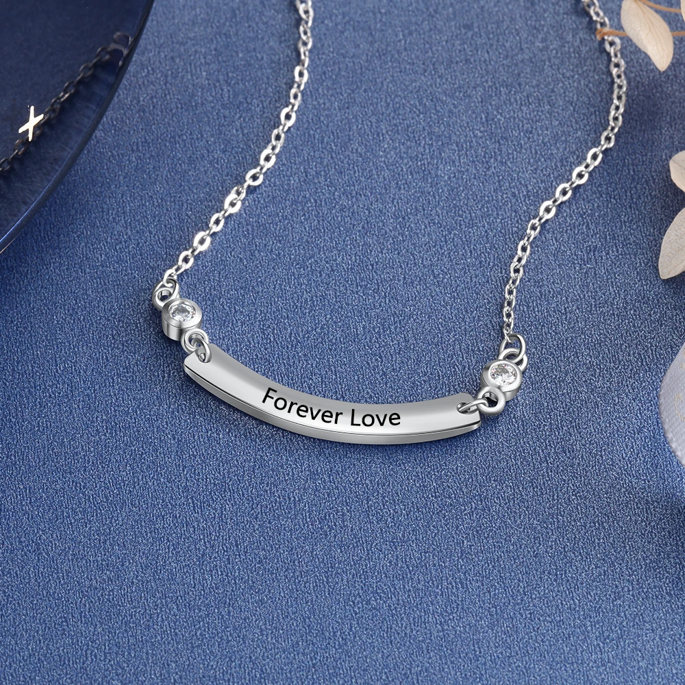 Ожерелье с гравировкой изогнутая перекладина кубическим цирконием класса ААА