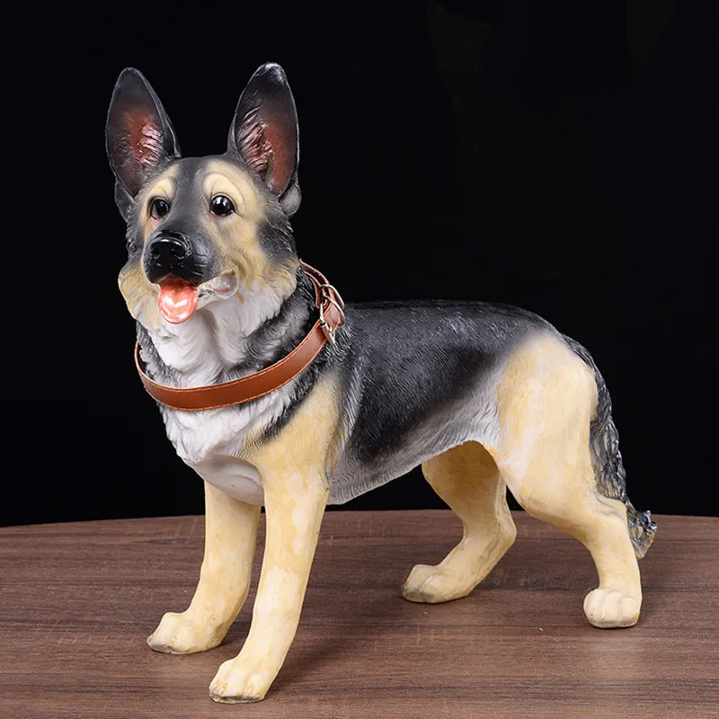 

1/6 Creative Simulation Small Dog Resin 13 inches German Shepherd Desktop Decoration Collection Christmas Gift Model Toy BOX
