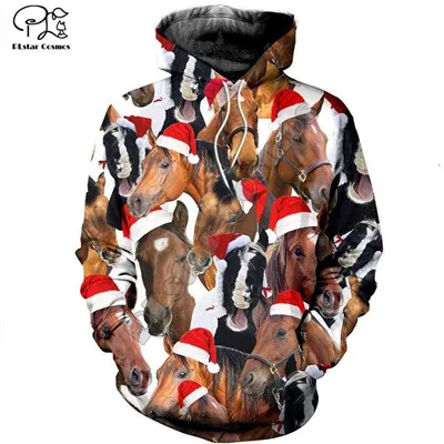 Hoodies PLstar Космос олень Санта Клаус Merry Christmas 3D печатная Толстовка/куртка/Мужская Женская Хип-хоп Лошадь Стиль-2 - Цвет: Hoodies