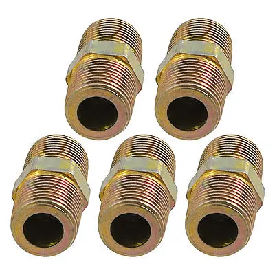

5pcs Air Pneumatic 3/8" x 3/8" PT M/M Thread Pipe Connectors Hex Nipples