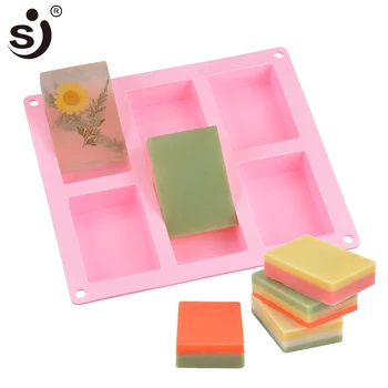 

SJ 3d Craft DIY Soap Molds For Soap Making 6 Cavity Rectangular Forms Silicone Molds Fondant Handmade Mould