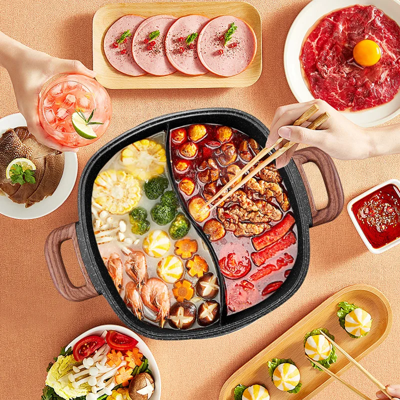 SUPOR Electric Chinese Hot Pot Pan 2 in 1 Hot Pot Portable 6L Durable Material Fast Even Heated For Shellfish Vegetables Home 3