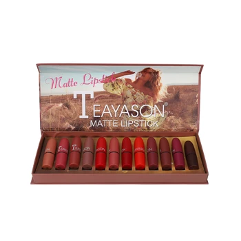 

TEAYASON Ultra Matte Velvet Lipstick Set 12Pcs/Set Waterproof 24H Lasting Moisturizer Lipstick Sexy Lip Makeup Nude Cosmetic