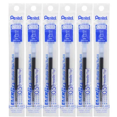 Синий Pentel 6 шт., гелевая ручка с игольчатым наконечником, 0,5 мм/0,4 мм, черный/синий/красный, для Pentel BLN-75 - Цвет: Синий