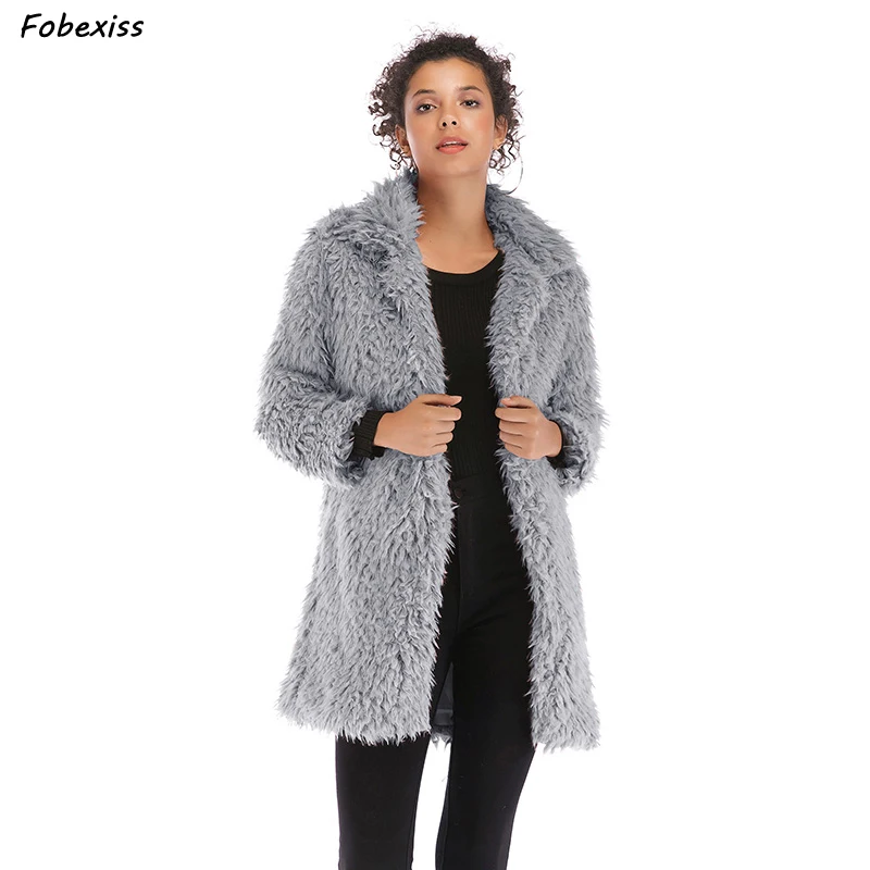 

2019 Winter Coat Women Long Sleeve Single Breasted Long Coat Winter Elegant Black Plush Coat Warm Long Streetwear Pink Coat