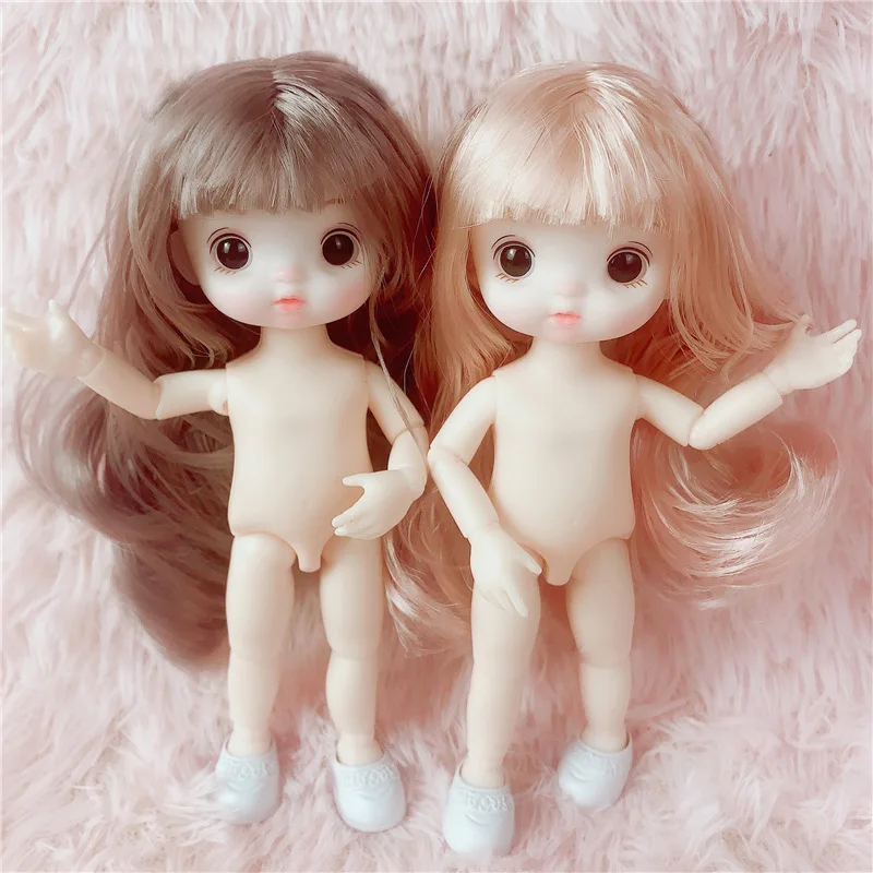 16cm BJD Doll Jointed Movable Girls Toys Female Body Fashion Cute Hairstyles Nude 