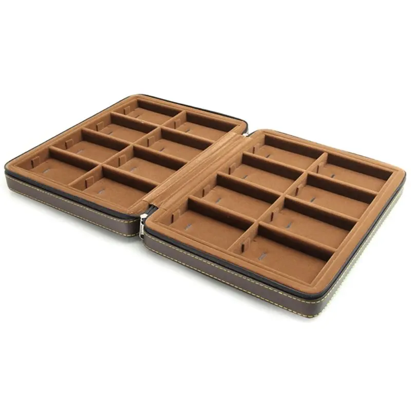 

PU Container Holder Travel Jewelry Box Jewelry Storage Case high quality Black Brown
