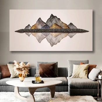 

Mountain Abstract Wall Art Canvas Painting & Calligraphy Poster and Prints Pictures for Living Room Home Decoration No Framed