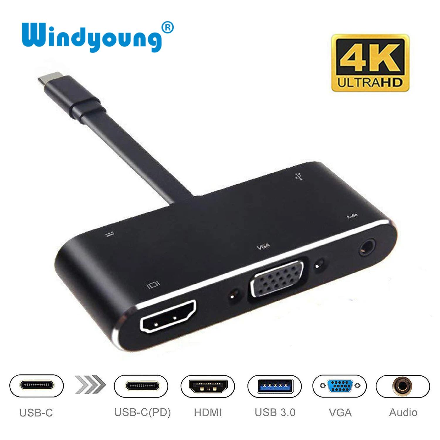 USB C концентратор 3,5 аудио к HDMI VGA USB 3,0 адаптер станция dex для samsung S8 S9 S10 Plus Note 8 для nintendo переключатель MacBook Pro/Air