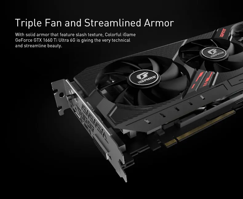 Красочные GeForce GTX 1660 Ultra 6G графическая карта iGame Nvidia GPU GDDR5 1785 МГц видеокарта 192 бит DP HDMI DVI для игр