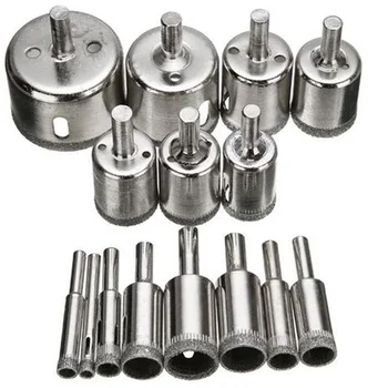 

15pcs Plated Drill Bit Glass Holes Maker 6-50mm Diamond Coated Hole Cutter for Glass Marble Tile Hole Saws _WK