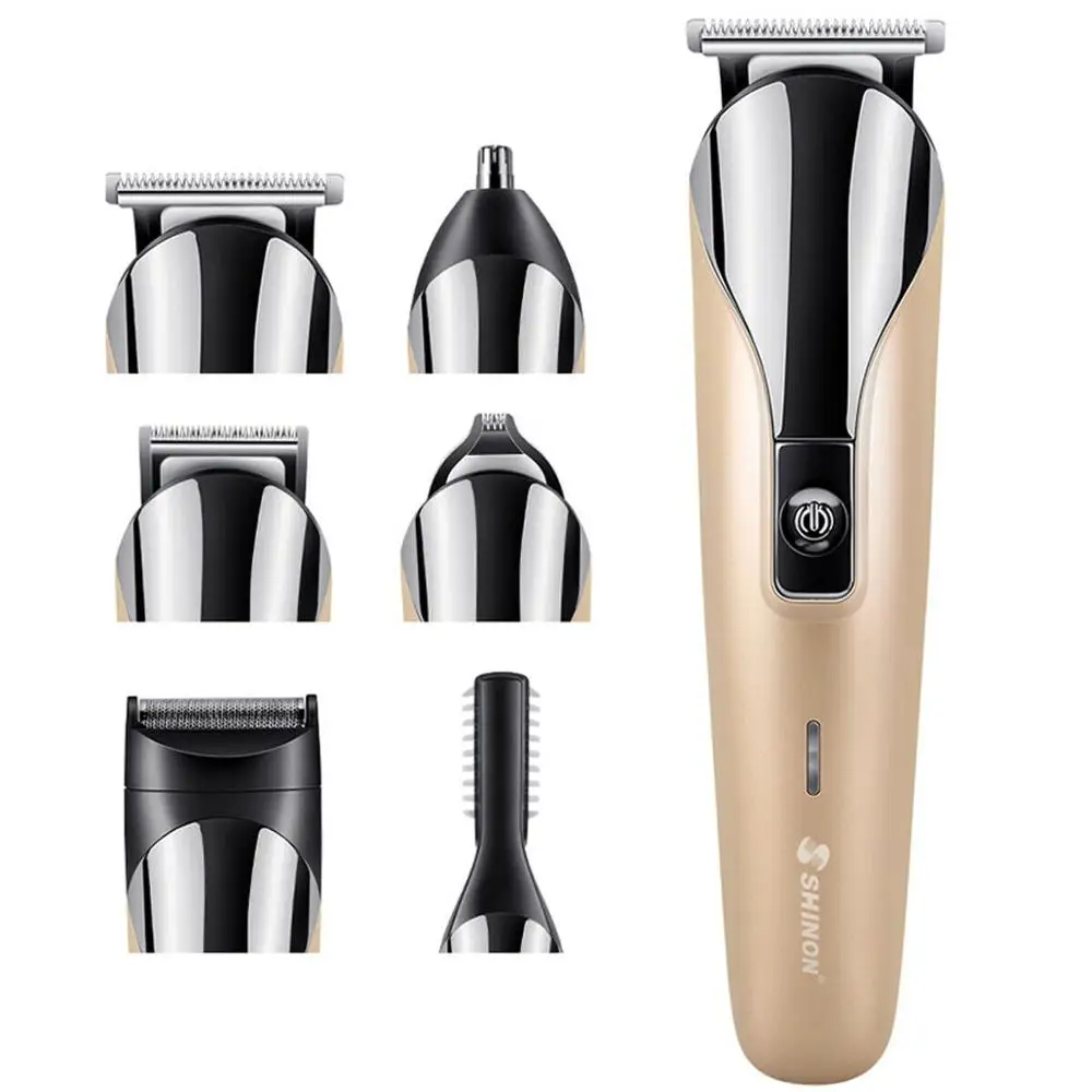 

6 in 1 Multifunctional Barber Electric Hair Clipper Rechargeable Hair Cutter Machine Men Hair Trimmer For Beard Nose Eyebrow Ear