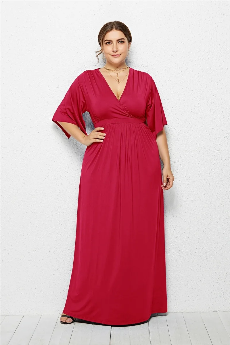 V-neck sexy pregnant women plus size women's European and American loose comfortable dress long dress