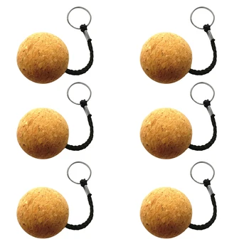 

6 Pieces Safe Floating Cork Keyring Wooden Ball Kayak Marine Boat Sailing Keychain