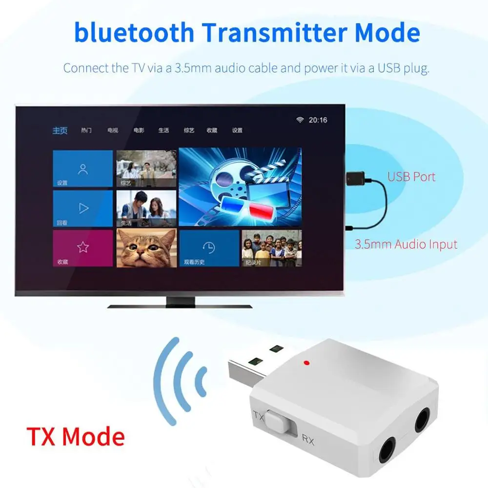 Беспроводной ключ для ПК Bluetooth 5,0 передатчик приемник 3 в 1 адаптер для ТВ с 3,5 мм разъем стерео музыка стабильный адаптер