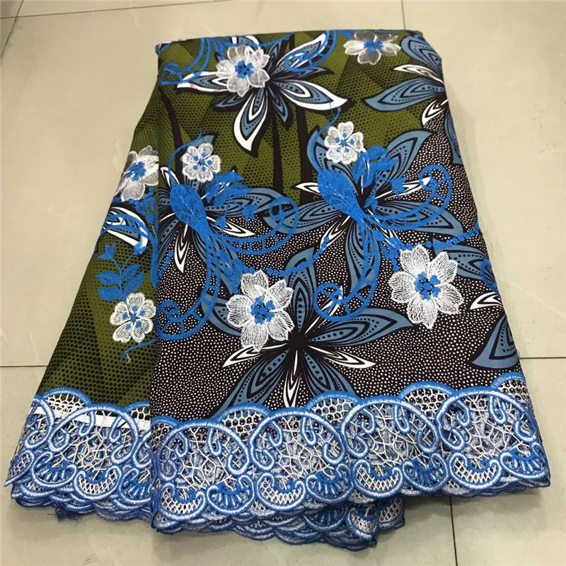 

2020 High Quality New Arrival Ankara 100% Cotton Wax Lace Wax Fabric African Embroidery Dutch Wax With Lace Fabric ZQ030326