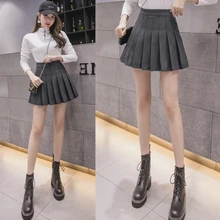 Ткань плиссированная юбка Женская чистый цвет высокой талии ins супер огонь бюст маленькая юбка