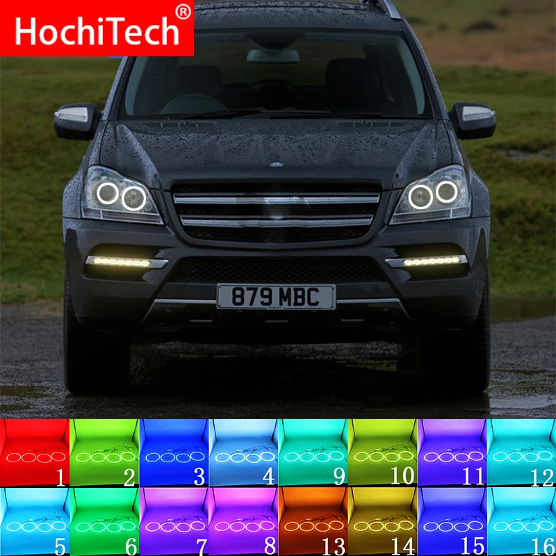 Мульти-Цвет RGB светодиодный Ангельские глазки гало кольца глаз RF пульт дистанционного управления для Mercedes Benz gls класс X164 GL320 350 420 450 550 07-12 аксессуары