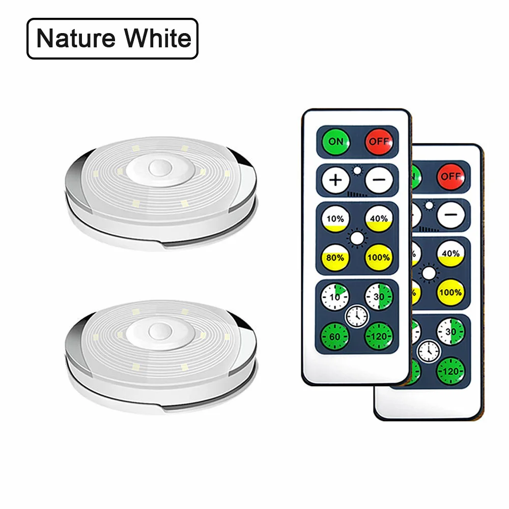 2 Lamp 2 Remote Беспроводной сенсорный датчик Светодиодная подсветка под шкаф кухонный светодиодный шкаф с батареей/шкаф шайба светильник с контроллером затемняемый ночник - Цвет: 2 Lamp 2 Remote