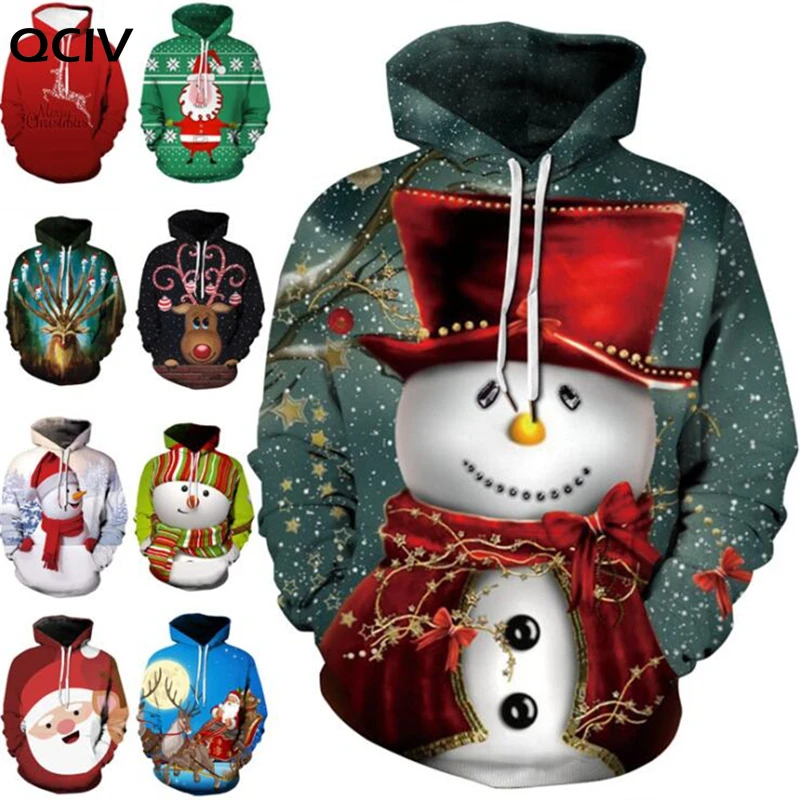 

Fashion Autumn And Winter Christmas Sweater 3D Print Oversized Hooded Sweater Unisex Man Woman Funny Ugly Christmas Sweater