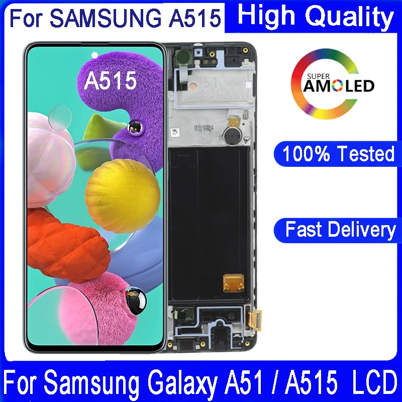 100% Оригинальный SUPER AMOLED 6 5 ''для Samsung Galaxy A51 A515 A515F A515FD ЖК дисплей сенсорный экран с рамкой дигитайзер в