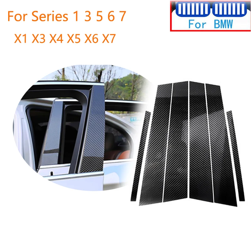 

5D Carbon Car Window Trims Center B + C Pillars Frame Cover Trim Sticker For BMW E60 F10 F07 F11 F18 G30 G31 BMW 5 Series GT