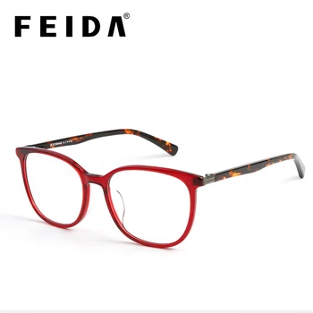 

FEIDA Eyeglasses Frames Men women Gafas Acetate Hinge Male Fashionable Spectacle Frames Optical Glasses Black Eyewear