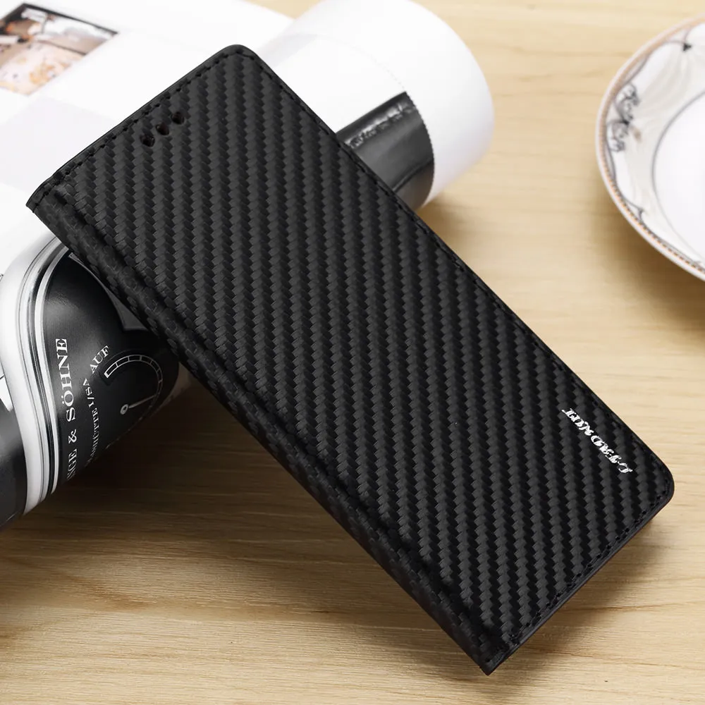 Black Elegant Magnetic Flip Wallet Case For Sony Xperia XZ Premium Luxury Carbon Fiber Leather Cover X XA XA1 XZs 360 Protective Coque - Цвет: Black
