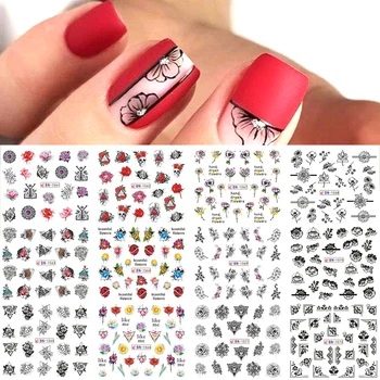 

12pcs Flower Design Slider Nail Water Decals Simple Leaf Stickers for Manicure Nail Art Tips Elegant Decorations NFBN1561-1572