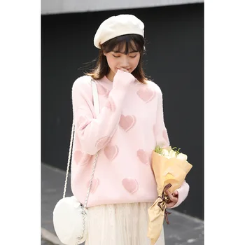 

Double thickening loose turtleneck female Gray sweater Ladies' Solid Cashmere Sweater Knitting