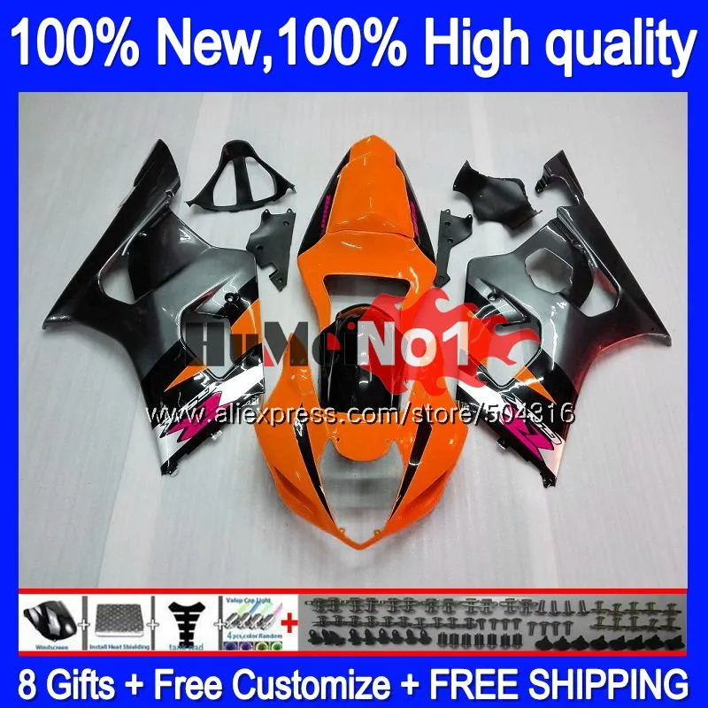 Body For SUZUKI GSXR 1000 GSXR-1000 2003 2004 20MC.78 GSX-R1000 K2 1000CC GSX R1000 K3 03 04 GSXR1000 03 04 Orange grey Fairing