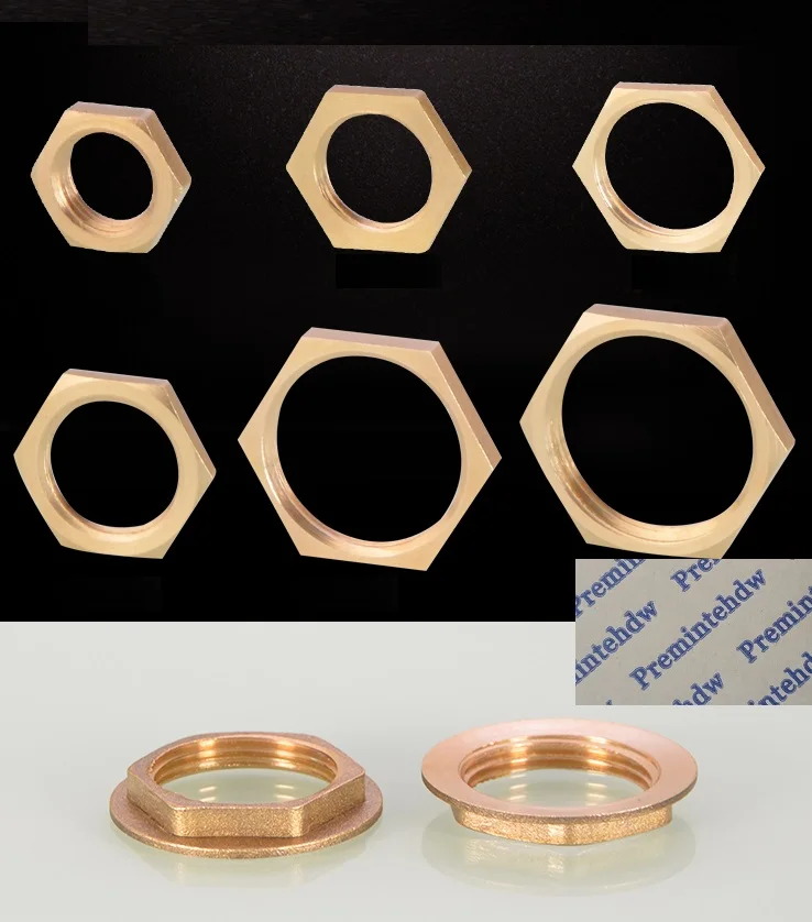 

10Pcs/Lot Hex Solid Brass Locknuts Lock Nut Assortment Plumbing Pipe Faucet Fittings