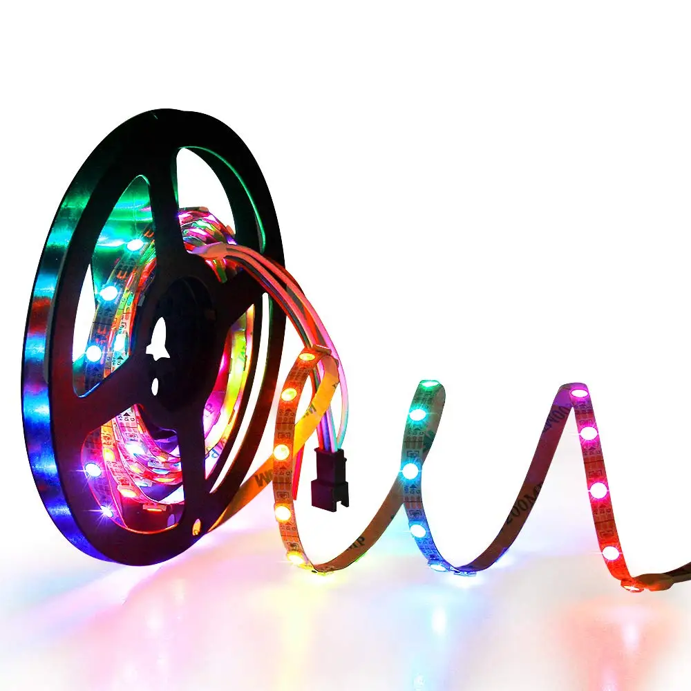 5 мм WS2812B индивидуально Addressable RGB Светодиодные полосы света 6.6ft 120 светодиодный s 0.19in супер узкий программируемый цвет мечты цифровая светодиодная Пиксельная лента свет 5В