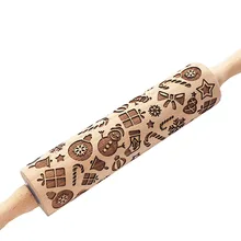 Ручная полировка Скалка 35 см Рождественская печать гравировка Скалка тисненый выпекающий ролик для приготовления печенья типа печатная Скалка