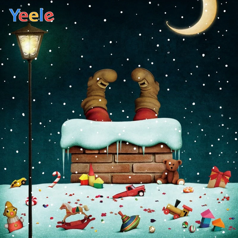 

Yeele Christmas Backdrop Santa Claus Chimney Toy Gift Winter Snow Photography Background Photocall Vinyl For Photo Studio Props