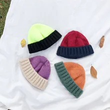 Зимние детские цветные модные вязаные шапки для мальчиков и девочек, модные теплые шапки