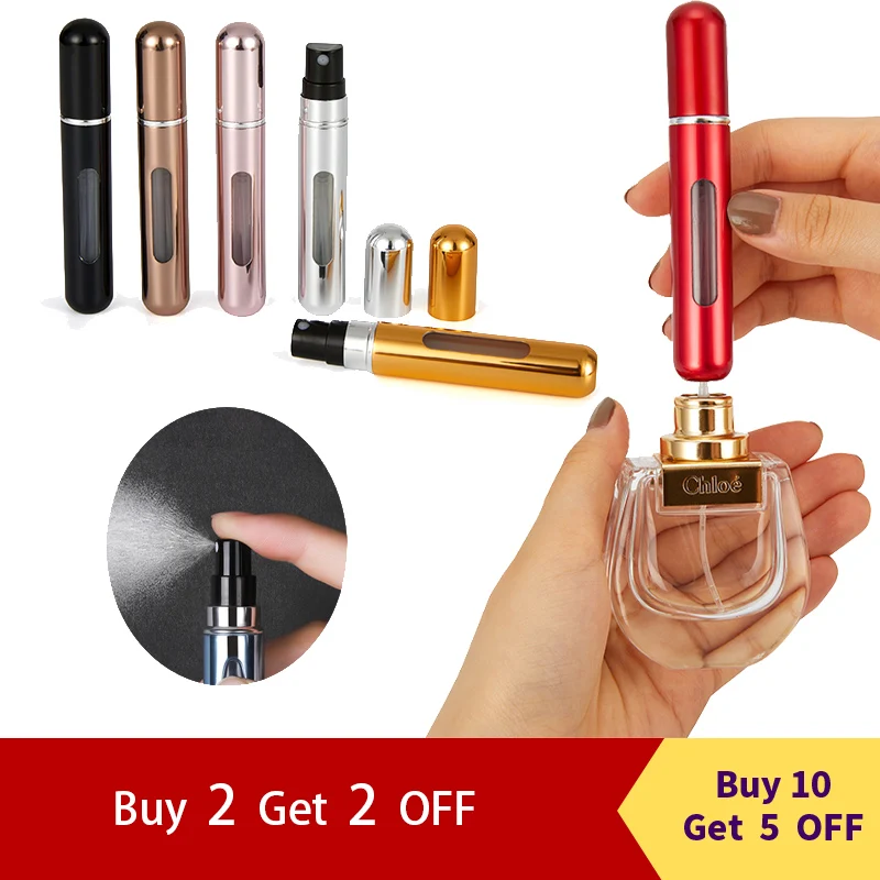 Portable Mini Refillable Perfume Bottle With Spray Scent Pump Empty Cosmetic Containers Spray Atomizer Bottle 8ml 5ml