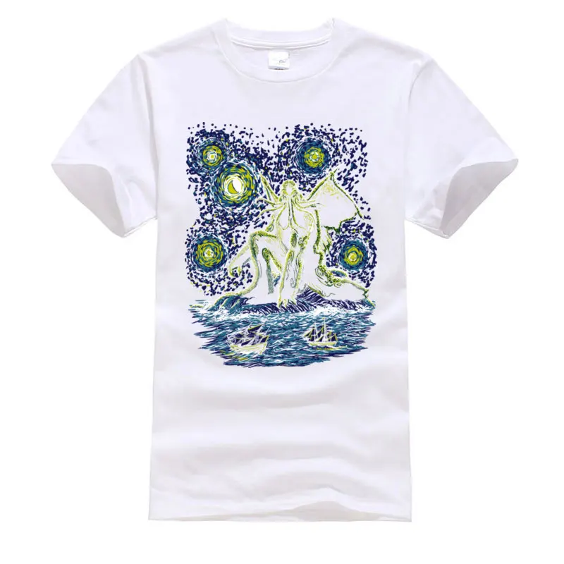 Night_of_Cthulhu_6744 3D Printed Tshirts for Men Pure Cotton Thanksgiving Day Tops Shirt Tee-Shirts Short Sleeve Discount O-Neck Night_of_Cthulhu_6744 white