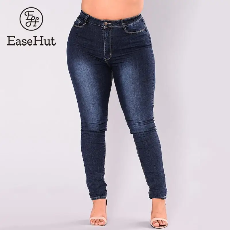 EaseHut XXL-7XL, большие размеры, джинсы с высокой талией для женщин, на пуговицах, на молнии, эластичные, обтягивающие, повседневные, уличные