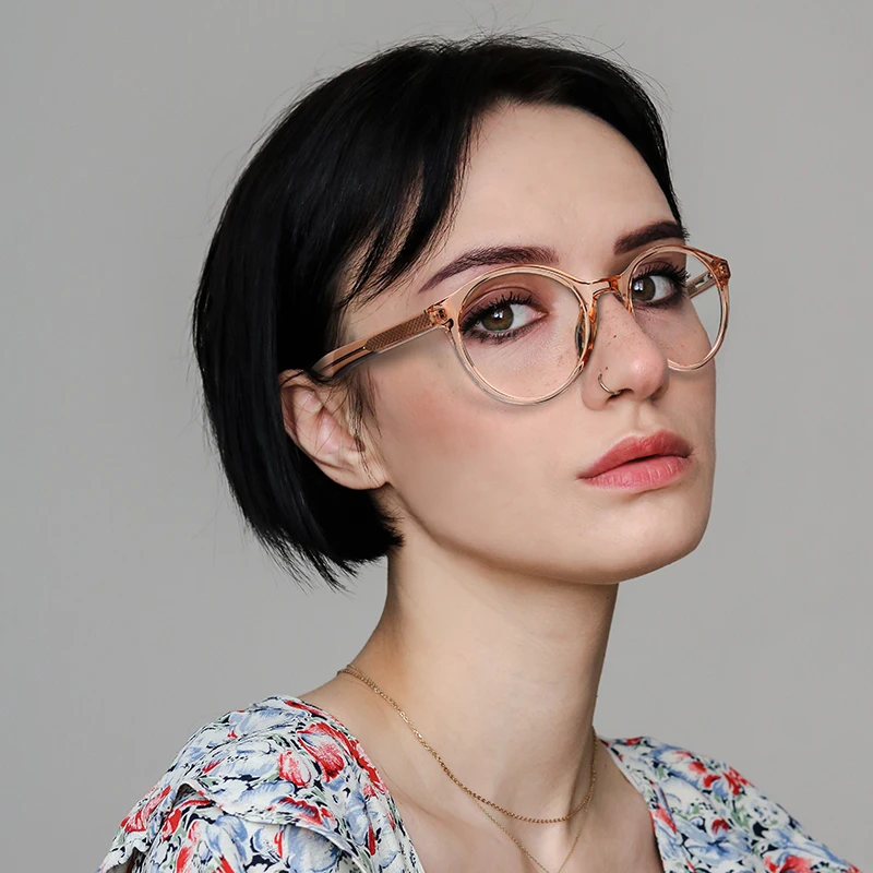

LONSY Anti Blue Light Glasses Women Vintage Round TR90 Frame Computer Games Goggles Eyeglasses Optical Spectacle Frame